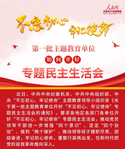 一图读懂：第一批主题教育单位如何开好“不忘初心、牢记使命”专题民主生活会？